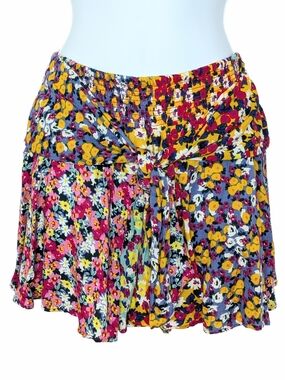 Patrons of Peace Wild Flower Print Multicolor Tie-Front Knot Shorts